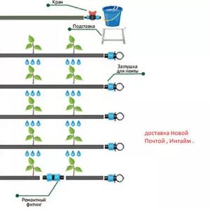 Все для полива. Шланги,  краны,  поливалки,  капельный полив ,  расходные 